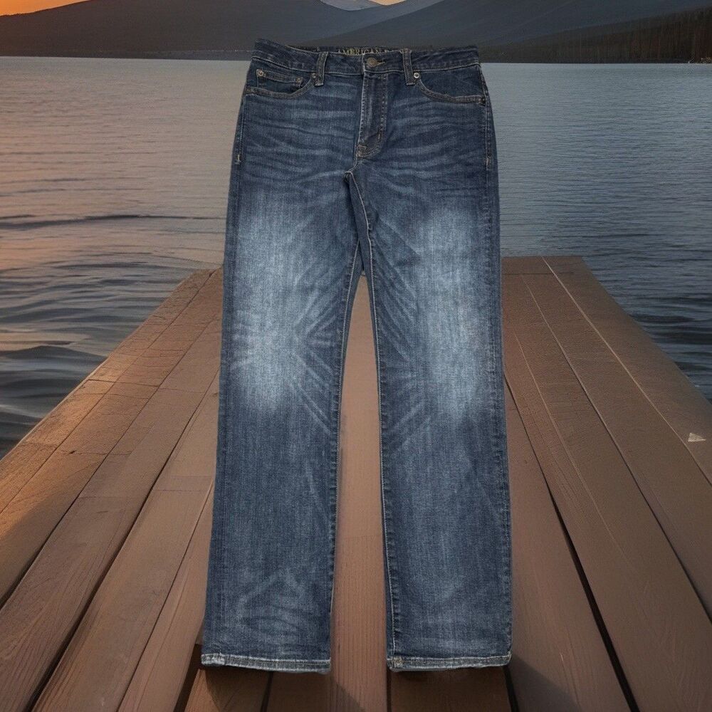American Eagle Original Straight Jeans Mens 30x32 Measures 30x30 Extreme Flex